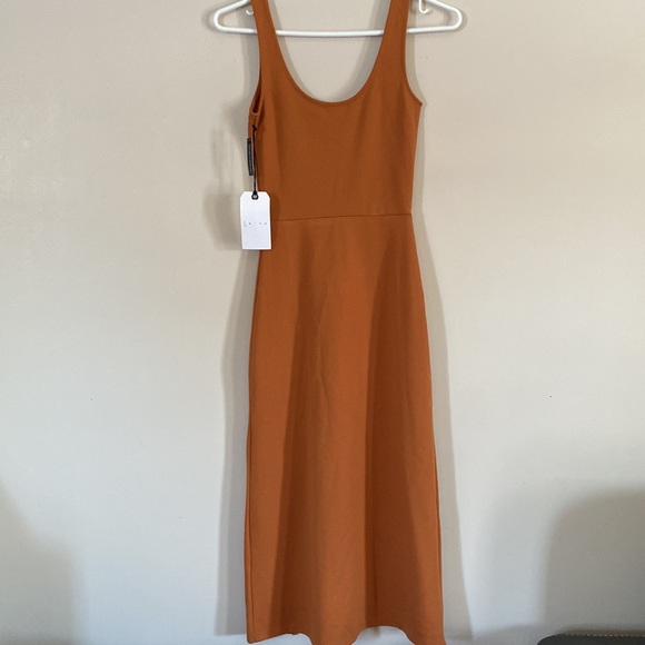LeithScoop Neck Sleeveless Midi Dress Size XXS NWT Tan Adobe Color - Picture 11 of 12